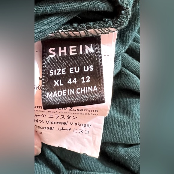 Women’s green bodycon maxi dress, long sleeve one shoulder side rouching size XL - Picture 6 of 7